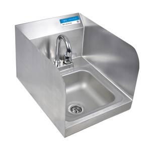 BK Resources BKHS-D-SS-SS-P-G Stainless Hand Sink with Faucet Drain & Side Splash NSF