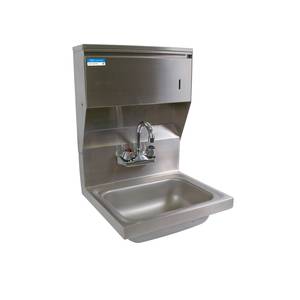 BK Resources BKHS-W-1410-4D-TD-PG Splash Mount Stainless Hand Sink w/ Towel Dispenser, Faucet