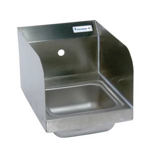 BK Resources BKHS-W-SS-SS-P-G Stainless Hand Sink 12"x16" w/ Faucet, Drain & Side Splashes
