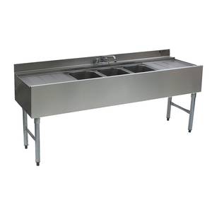 Eagle Group B6C-18-X SS Underbar Sink Unit 3 Compartment 72in x 20in