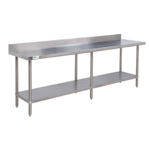 Eagle Group T3096SEB-BS-1X Deluxe Work Table 96in x 30in SS Work Top 4-1/2in Backsplash