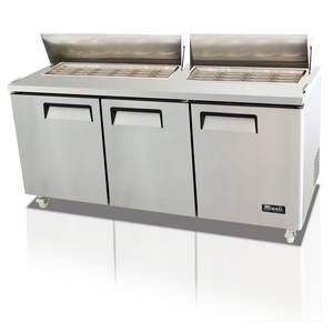 Migali C-SP72-30BT-HC 32 Cu.ft SS Big Top Sandwich Prep Table 3 Solid Doors 30 Pan