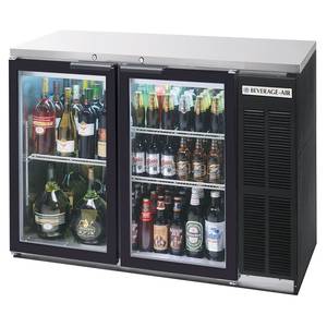 Beverage Air BB48HC-1-G-B-27 48" Two-Section Glass Door Backbar Storage Cabinet Black