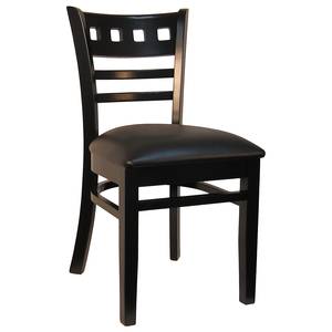 H&D Commercial Seating 8226 European Beech Wood Restaurant Side Chair Black Vinyl Seat