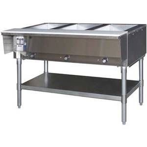 Eagle Group HT3-LP Stainless Steel LP Gas 3 Well Open Base Hot Food Table