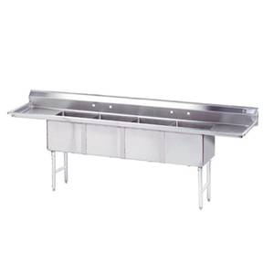 Advance Tabco FC-4-1818-18RL-X 4 Compartment Sink 18"x18"x14" Bowl Two 18" Drainboards