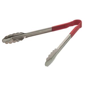 Update International TOPP-12RE Stainless Steel Spring Tong w/ Red Plastic Handle