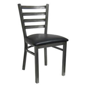 H&D Commercial Seating 6144 Ladder Back, Metal Chair, Clear Coated With Vinyl Seat