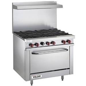 Vulcan 36SFF-6BN Endurance 36" Range with 6 Burners and Bakery Depth Oven-Nat