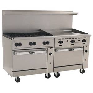 Vulcan 72SS-6B36G Endurance Range 72" 6 Burners 36" Manual Griddle w/ 2 Ovens