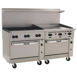 Vulcan 72SS-6B36GT 72" Range 6 Burners 36" Thermostatic Griddle w/ 2 Ovens