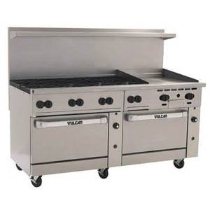 Vulcan 72SS-8B24GT 72" Range 8 Burners 24" Thermostatic Griddle w/ 2 Ovens