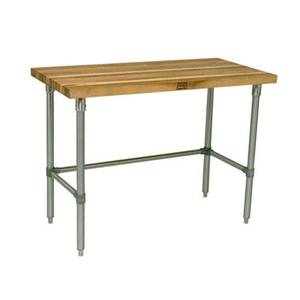 John Boos HNB04 72"x24" Wood Top Work Table 1-3/4" Flat Top Galvanized Legs