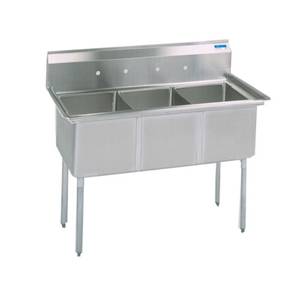 BK Resources BKS-3-24-14S 77"W Three Compartment S/s Sink 14" Deep w/ S/s Legs