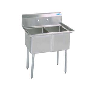 BK Resources BKS-2-18-12S Two 18"x18"x12" Compartment Sink w/ S/s Legs