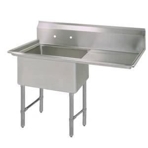 BK Resources BKS-1-1620-12-18RS 16"x20"x12" One Compartment Sink S/s Leg Drainboard Right