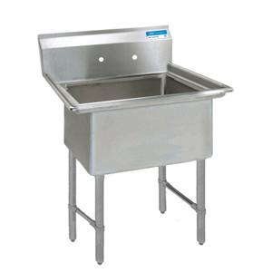 BK Resources BKS-1-18-12S 18"x18"x12" One Compartment Sink w/ S/s Legs