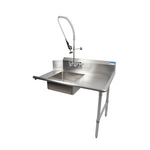 BK Resources BKSDT-60-R-SS-P-G 60" Soiled Straight Dishtable Right Side w/ Pre-Rinse Faucet