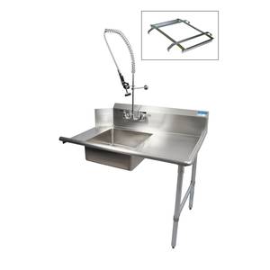 BK Resources BKSDT-26-R-SS-P2-G 26" Soiled Dishtable Right w/ Pre-Rinse Faucet & Rack Guide