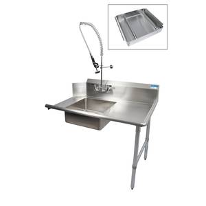 BK Resources BKSDT-36-R-SS-P3-G 36" Soiled Dishtable Right w/ Pre-Rinse Faucet & Basket