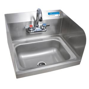 BK Resources BKHS-W-1410-SS-P-G Wall Mount Hand Sink 14"x10" Bowl w/ Side Splash & Faucet