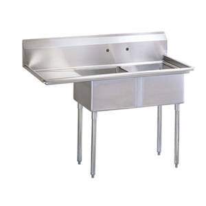 Green World by Turbo Air TSB-2-L2 (2) 24"x24"x14" Compartment Sink Left Drainboard