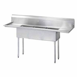 Green World by Turbo Air TSA-3-12-D1 (3) 18"x18"x14" Compartment Sink Two Drainboards