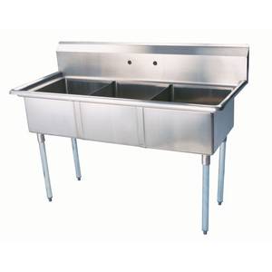 Green World by Turbo Air TSB-3-N (3) 24"x24"x14" Compartment Sink No Drainboards