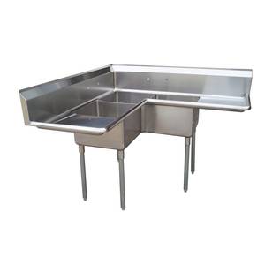 Green World by Turbo Air TSA-3C-D1 Turbo Air (3) Compartment Corner Sink w/ Two Drainboards