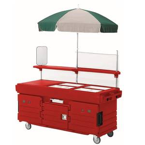 Cambro KVC854158 4 Pan Well Vending Merchandising Cart w/ Umbrella Hot Red