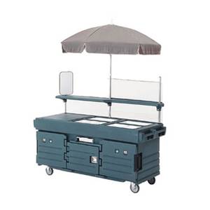 Cambro KVC854186 4 Pan Well Vending Merchandising Cart w/ Umbrella Navy Blue