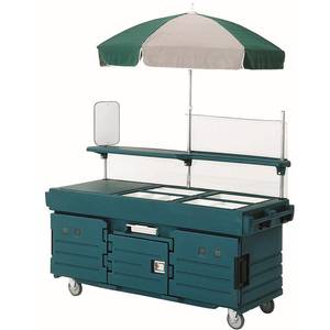 Cambro KVC854192 4 Well Vending Merchandising Cart w/ Umbrella Granite Green