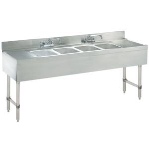 Advance Tabco CRB-64C-X 4-Comp S/S Underbar Hand Sink w/ Faucet, Two 12" Drainboards