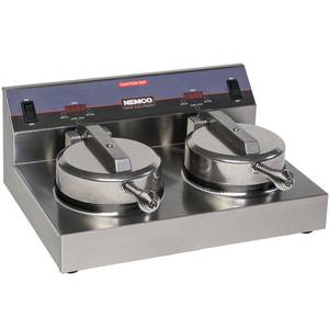Nemco 7000A-2S240 7in Dual Waffle Baker 20 Waffles/Hour Silverstone Grids 240v
