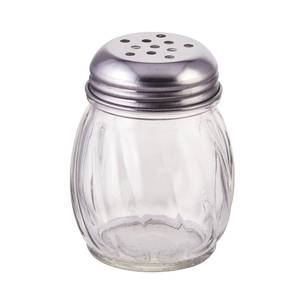 Winco G-107 6oz Glass Perforated Top Cheese Shaker - 1 Doz