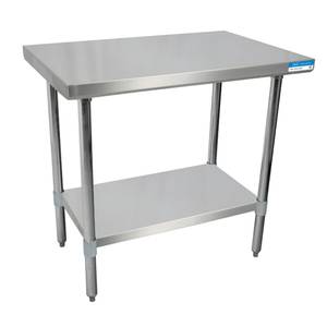 BK Resources SVT-3624 36"x 24" Work Table 18G Stainless Steel Top w/Turndown Edges