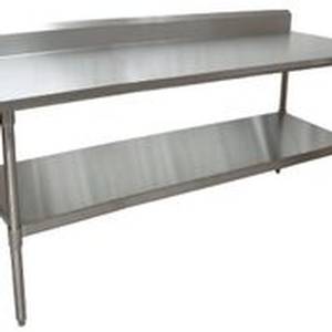 BK Resources SVTR5-7224 72"x24" Work Table 18G Stainless Steel Top w/5" backsplash