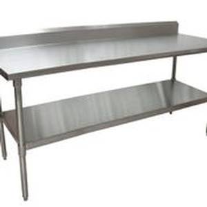 BK Resources SVTR5-7230 72"x30" Work Table 18G Stainless Steel Top w/ 5" backsplash