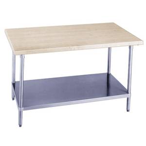 Advance Tabco H2G-243 36"W x 24"D Wood Top Work Table w/ Galvanized Undershelf