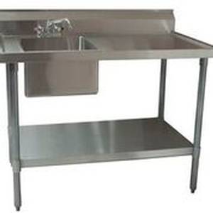 BK Resources BKMPT-3060S-L-P-G 60"x 30" Prep Table w/ 18G S/s Lft Sink and 6" Backsplash