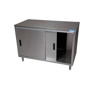 BK Resources CST-2448S 48"x 24" 18G S/s Work Table Cabinet Base w/ Sliding Doors