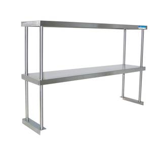 BK Resources BK-OSD-1236 36"W x 12"D 18G Stainless Steel Table-Mount Double Overshelf