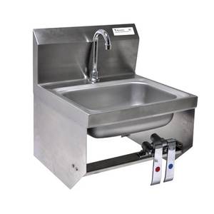 BK Resources BKHS-D-1410-1-BKK-PG Wall Mount Hand Sink With Deck Mount Faucet And Knee Valve