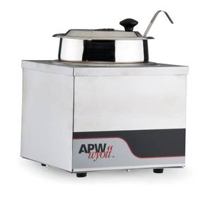 APW Wyott W-4B PKG S/s 4 Qt Round Well Food Warmer w/ Inset, Lid & Ladle