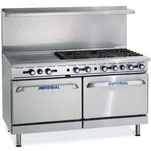 Imperial IR-6-G24 60in Restaurant Range 6 Gas Burner W/ 24in Griddle & 2 Ovens