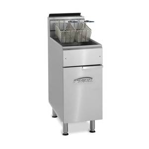 Imperial IFS-50-NAT 50lb Gas S/s Deep Fryer Floor Model w/ 2 Baskets - NAT