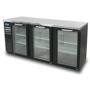 Nor-Lake NLBB72NG 19.6 cu ft Refrigerated Back Bar Cabinet with 3 Glass Doors