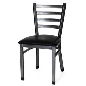 BK Resources BK-MLSC-CL-V Clear Coated Ladder Back Metal Chair w/ Vinyl Seat