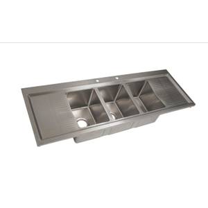 BK Resources BK-DIS-1014-3-12T 58" (3) 10"x14" Compartment Drop-in Sink w/ Drainboards