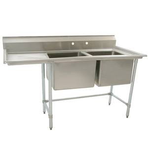 Eagle Group S14-20-2-18L-SL S14 Series 2-Compartment Stainless Steel Sink-20"x20" Bowls